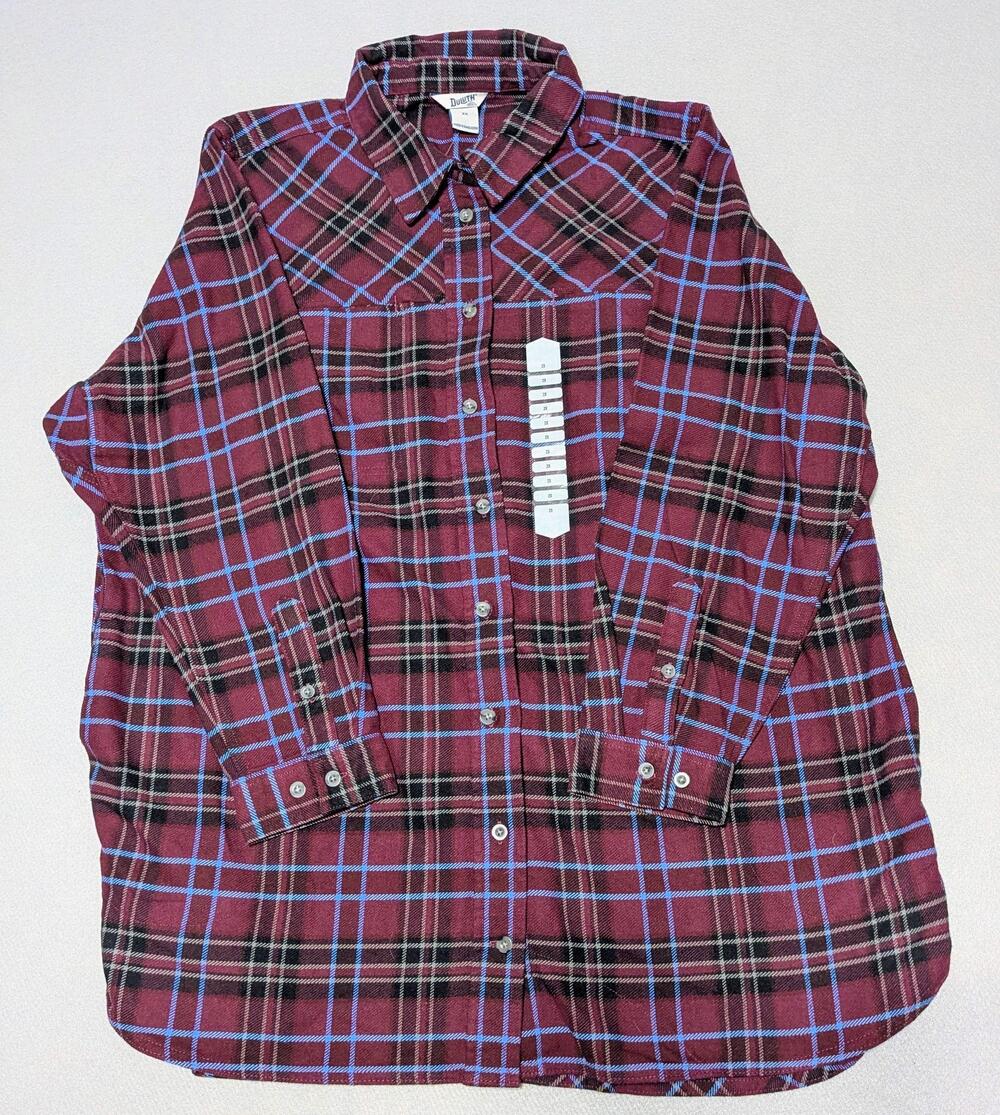 Duluth Trading Co Shirt Womens 2X Red Plaid Folklore Flannel Tunic Pockets